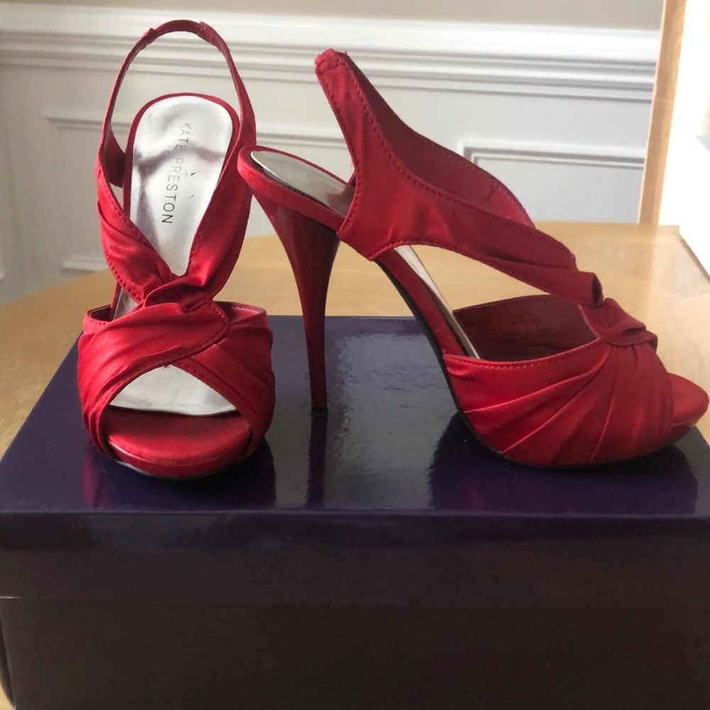 Kate Preston - Satin Red Heels - Size 7
